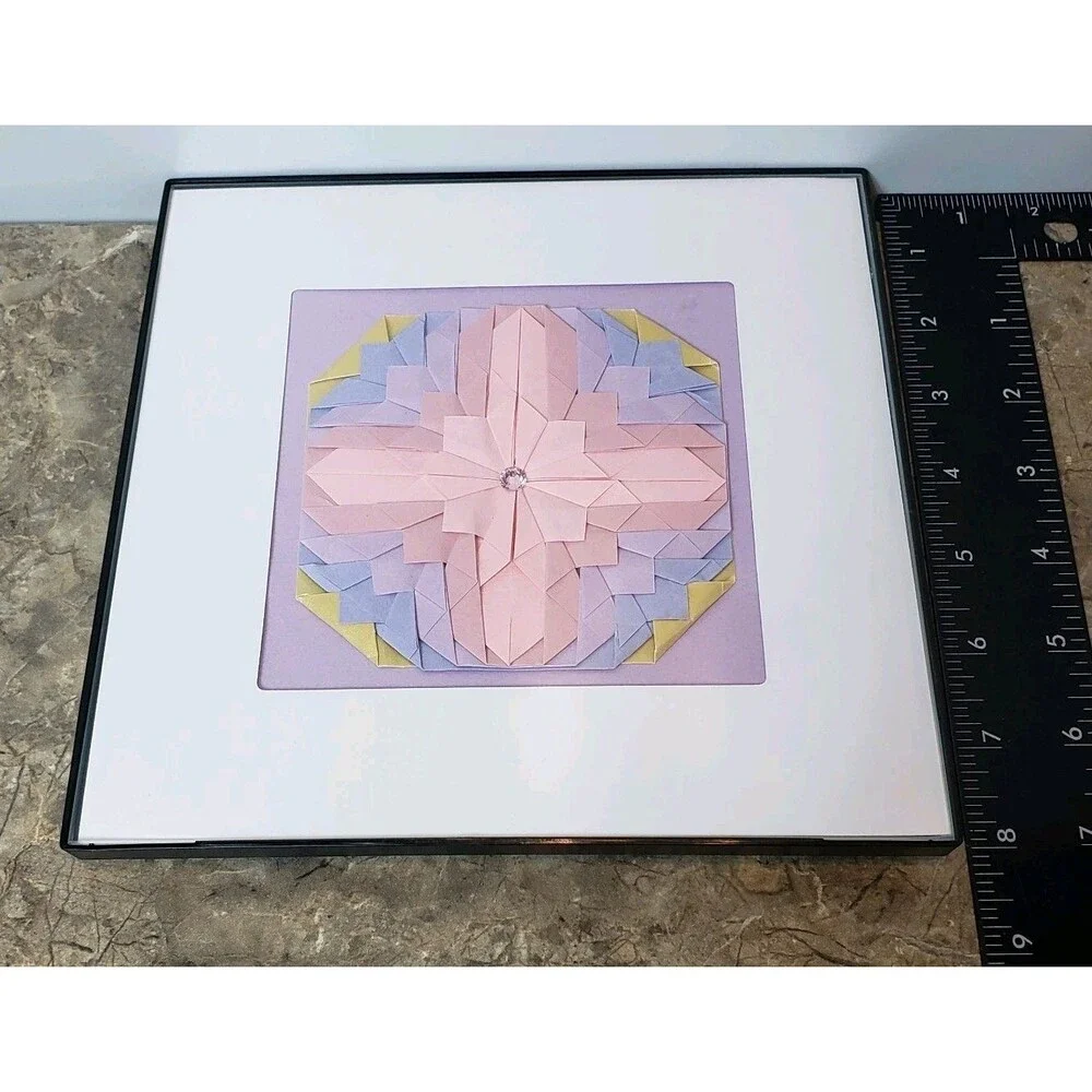 Multi-Color Floral Framed ~Handcrafted~ Creative Art Origami ( 8x8 ) Set Of 3!!!